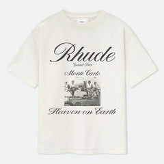 RHUDE Men's Natural Off- 'Heaven On Earth' T-Shirt