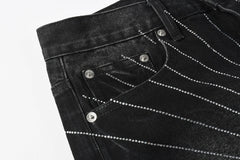 Purple Brand Crystal Diamond Denim Shorts #5104