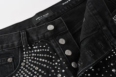 Purple Brand Crystal Diamond Denim Shorts #5099