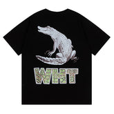 Off White Crocodile Pattern Printed T-Shirt