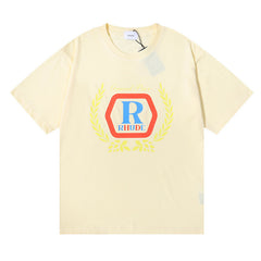 RHUDE micro-label wheat ear letter printing t-shirt