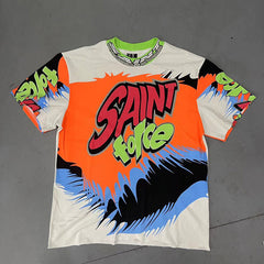 SAINT MICHAEL Graphic-Print Cotton T-Shirt