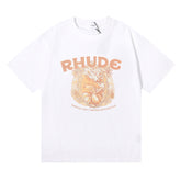 RHUDE letter wheat ear fruit print T-shirts