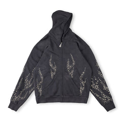 Hellstar Studded Flame Zip-Up Hoodie