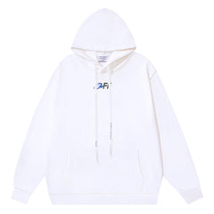 Off White Logo Embroidered Drawstring Hoodie