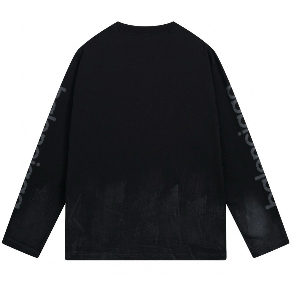 Balenciaga Graffiti Distressed Long Sleeve T-Shirt Oversized