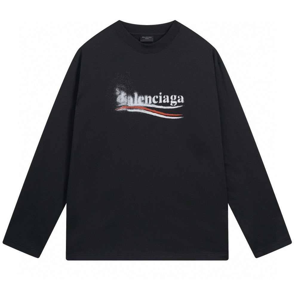 Balenciaga Blur Dissolve Print Long Sleeve T-Shirt Oversized