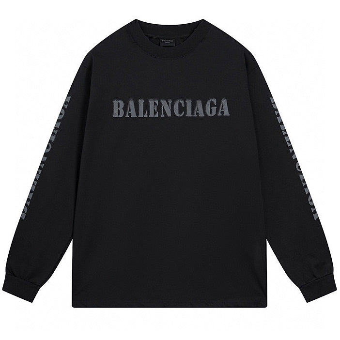 Balenciaga LOGO Distressed Long Sleeve T-Shirt Oversized