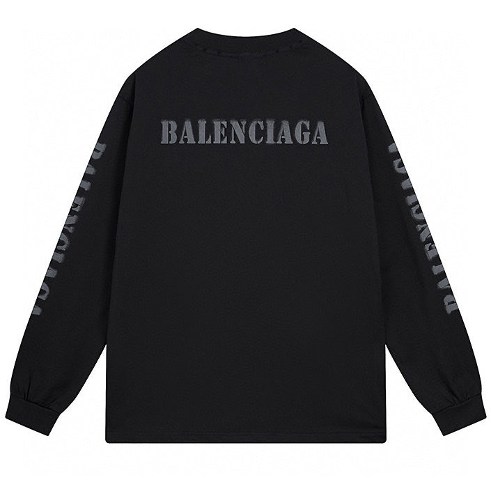 Balenciaga LOGO Distressed Long Sleeve T-Shirt Oversized