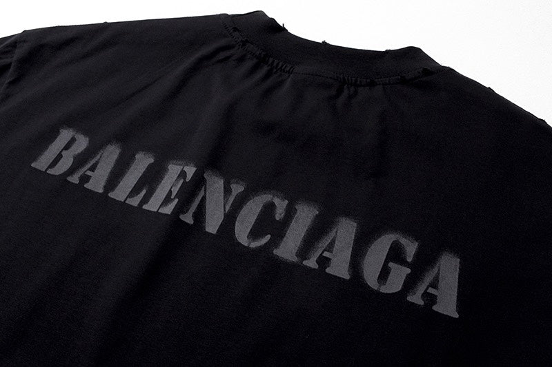 Balenciaga LOGO Distressed Long Sleeve T-Shirt Oversized