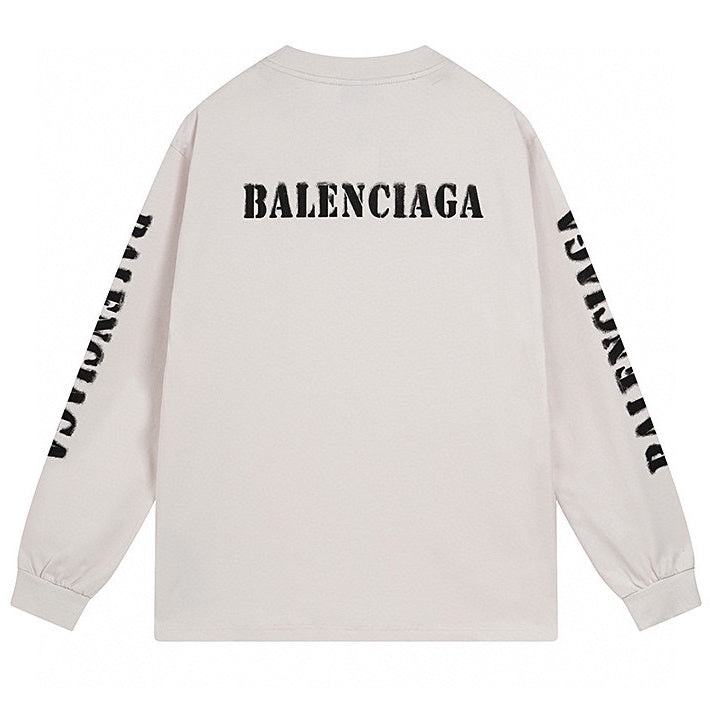 Balenciaga LOGO Distressed Long Sleeve T-Shirt Oversized