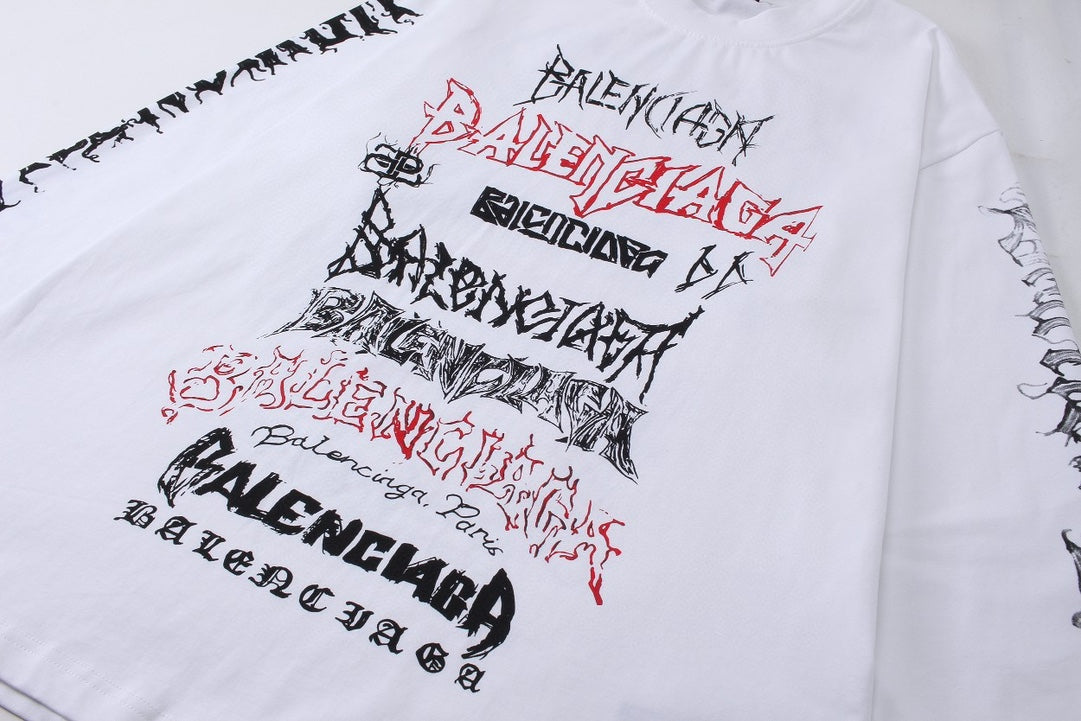 Balenciaga Distressed Long Sleeve T-Shirt Oversized