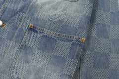 LOUIS VUITTON Checkerboard Crew Neck Denim Jacket