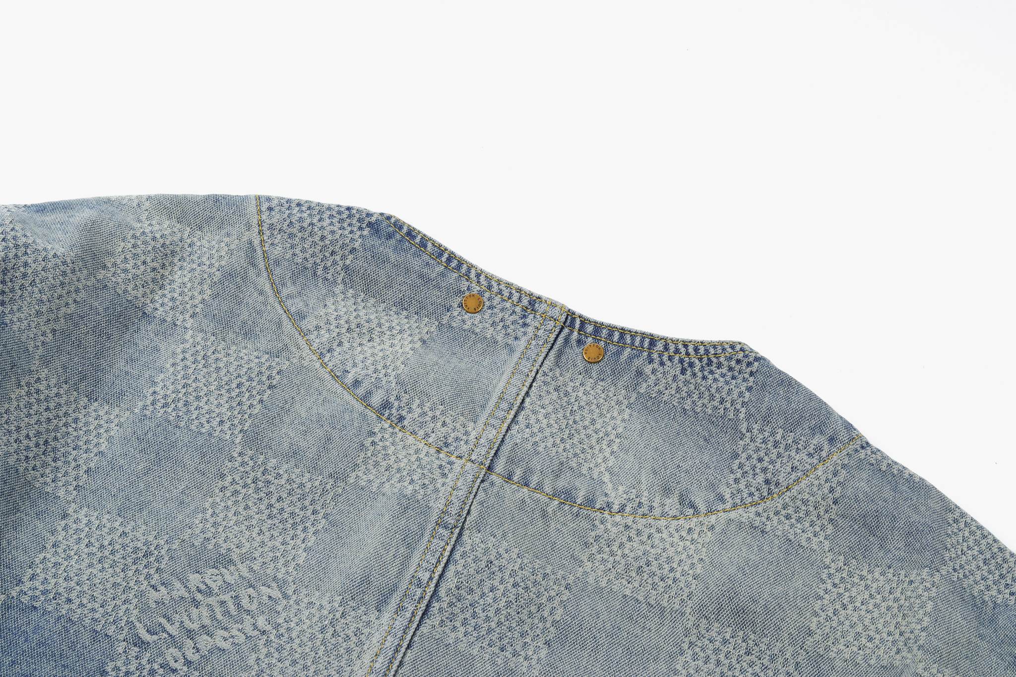 LOUIS VUITTON Checkerboard Crew Neck Denim Jacket