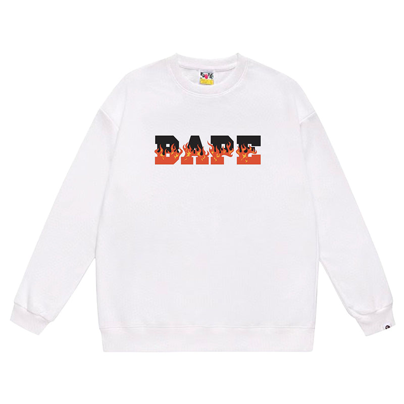 BAPE Flame Letter Print Crew Neck Sweatshirt