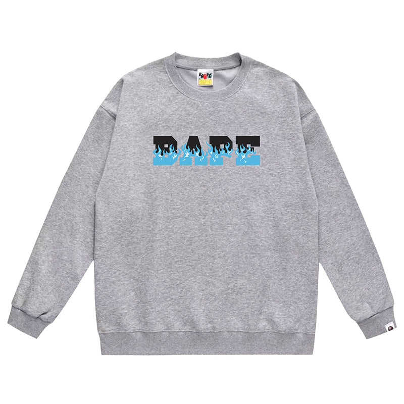 BAPE Flame Letter Print Crew Neck Sweatshirt