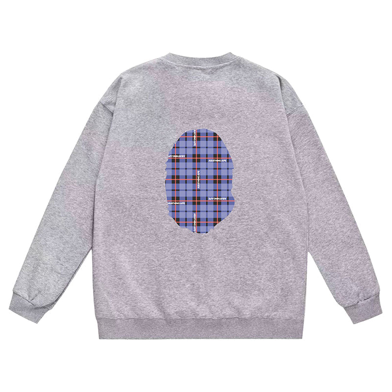 BAPE Ape Head Plaid Pattern Print Sweatshirt