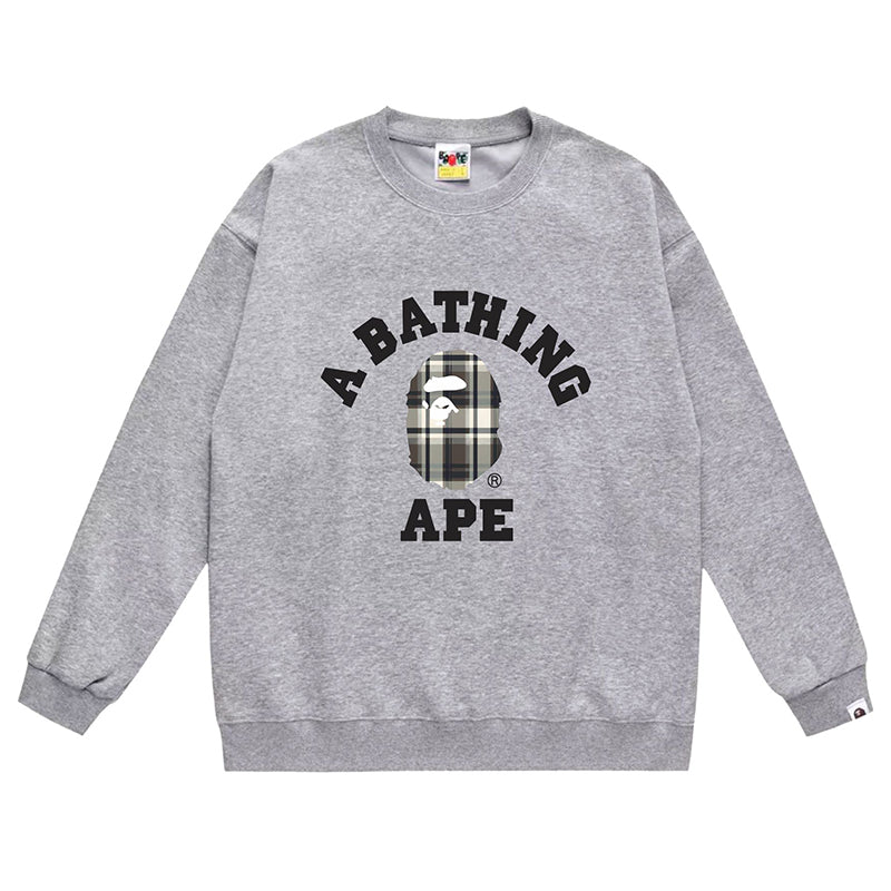 BAPE Ape Head Plaid Pattern Print Sweatshirt