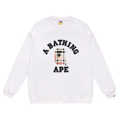 BAPE Ape Head Plaid Pattern Print Sweatshirt