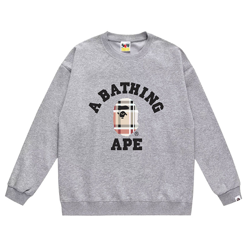 BAPE Ape Head Plaid Pattern Print Sweatshirt