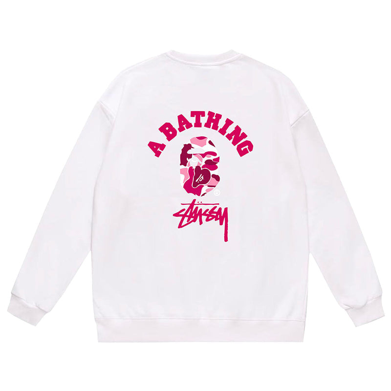 BAPE x Stussy Ape Head Pattern Print Sweatshirt