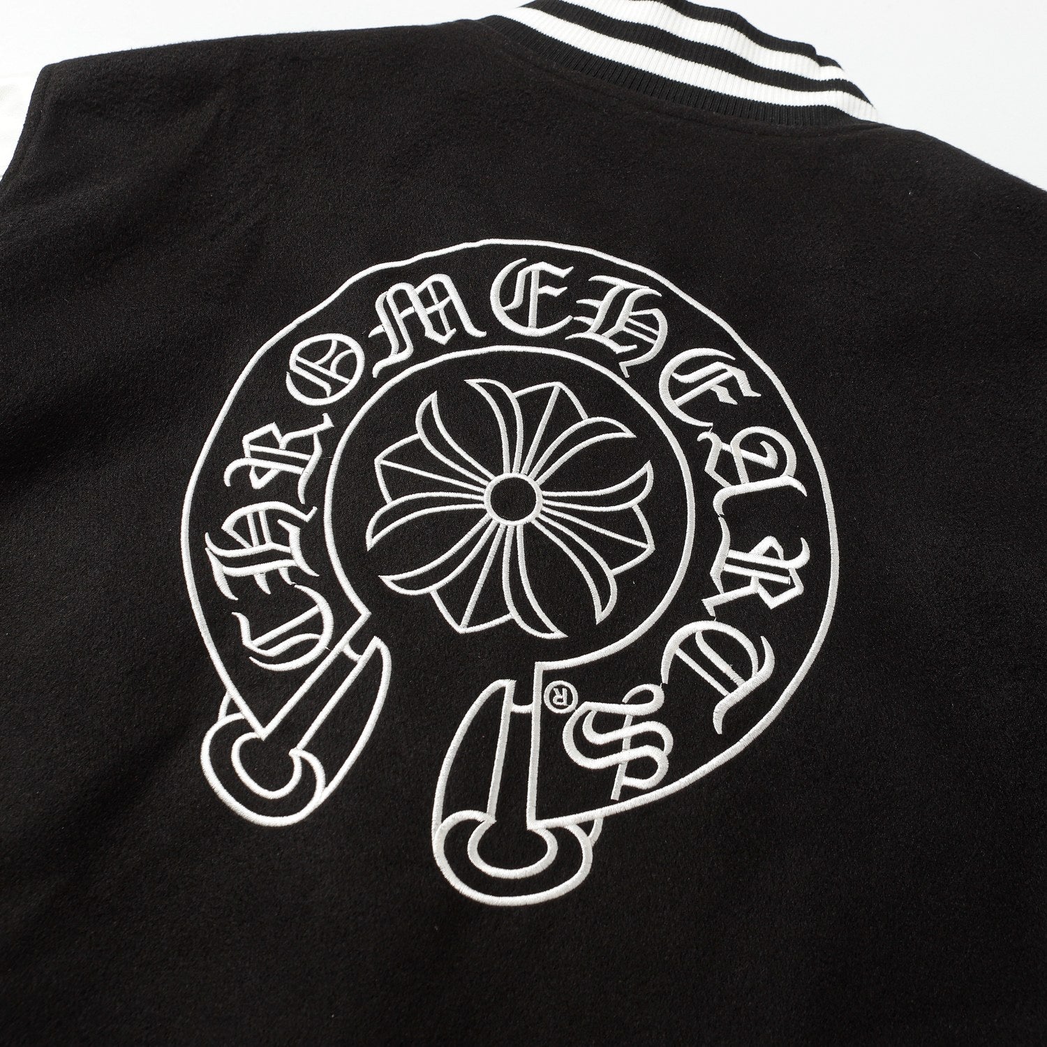 Chrome Hearts Classic Sanskrit Cross Embroidery Baseball Jacket