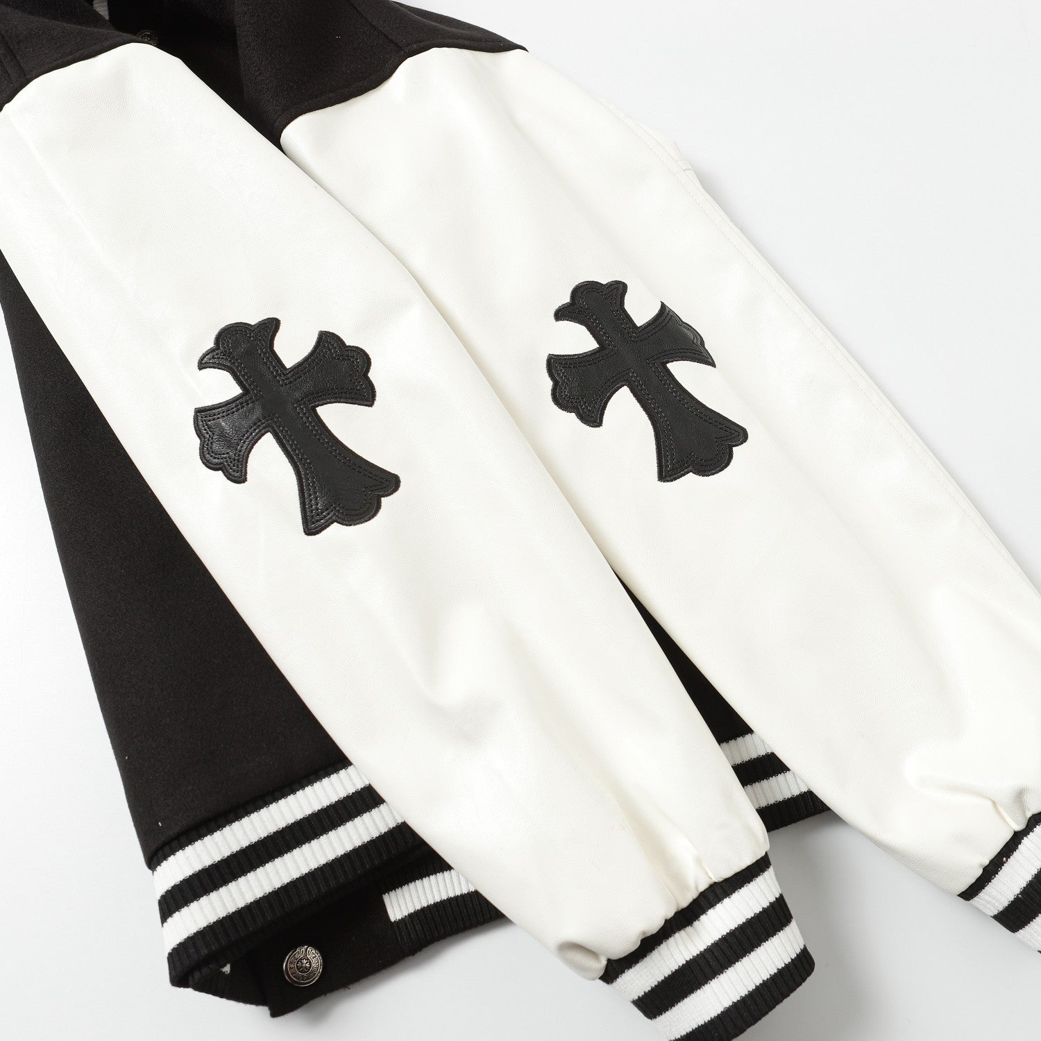 Chrome Hearts Classic Sanskrit Cross Embroidery Baseball Jacket