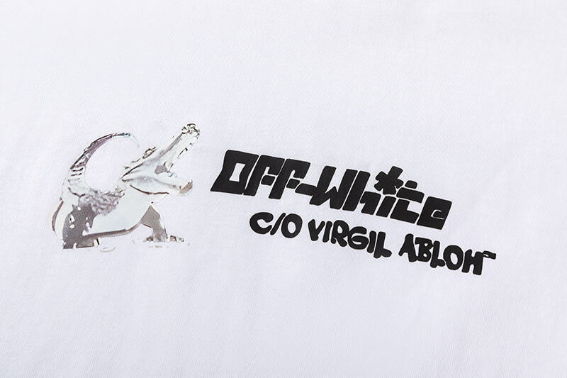 Off White Crocodile Pattern Printed T-Shirt