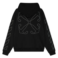 OFF WHITE Sickle sketch technique embroidery arrow Hoodies