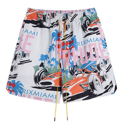 RHUDE X WEBSTER MIAMI RACING LINEN GRAND PRIX BUTTON UP Shorts