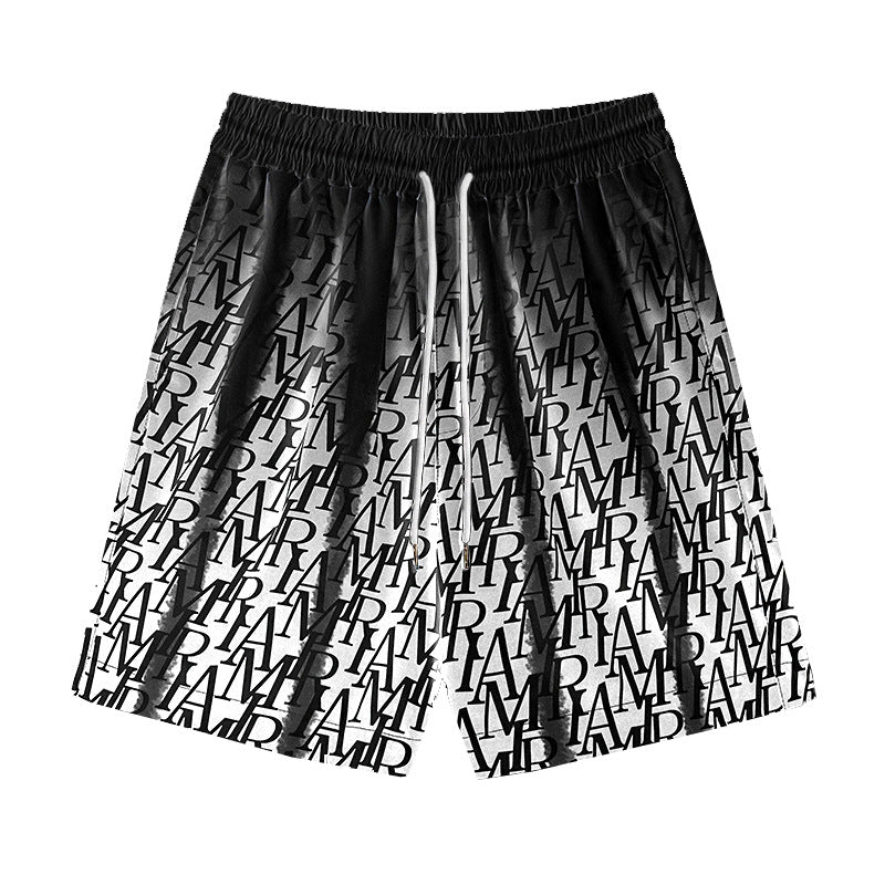 AMIRI logo-print gradient silk shorts