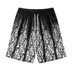 AMIRI logo-print gradient silk shorts