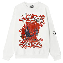 Hellstar Rodman Love Head Flame Print Sweatshirts