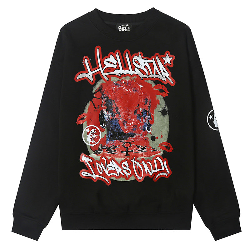 Hellstar Rodman Love Head Flame Print Sweatshirts