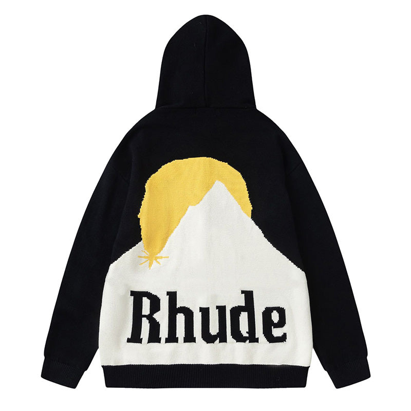 RHUDE Sunset Snow Mountain Cardigan Hooded Sweater