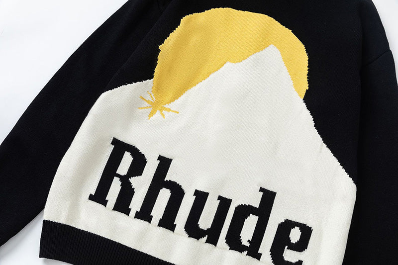 RHUDE Sunset Snow Mountain Cardigan Hooded Sweater