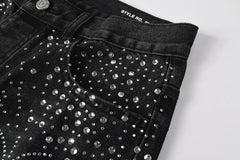 Purple Brand Crystal Diamond Denim Shorts #5103