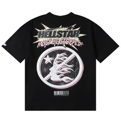 Hellstar Letter Printed T-Shirt Black