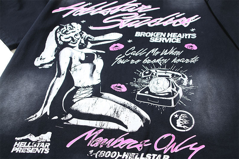 HELLSTAR Girls' Telephone Print T-shirt
