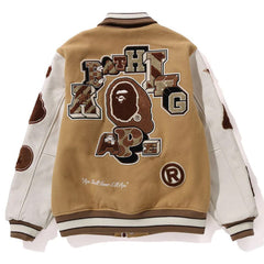 BAPE Leather Long Sleeve Baseball Jacket