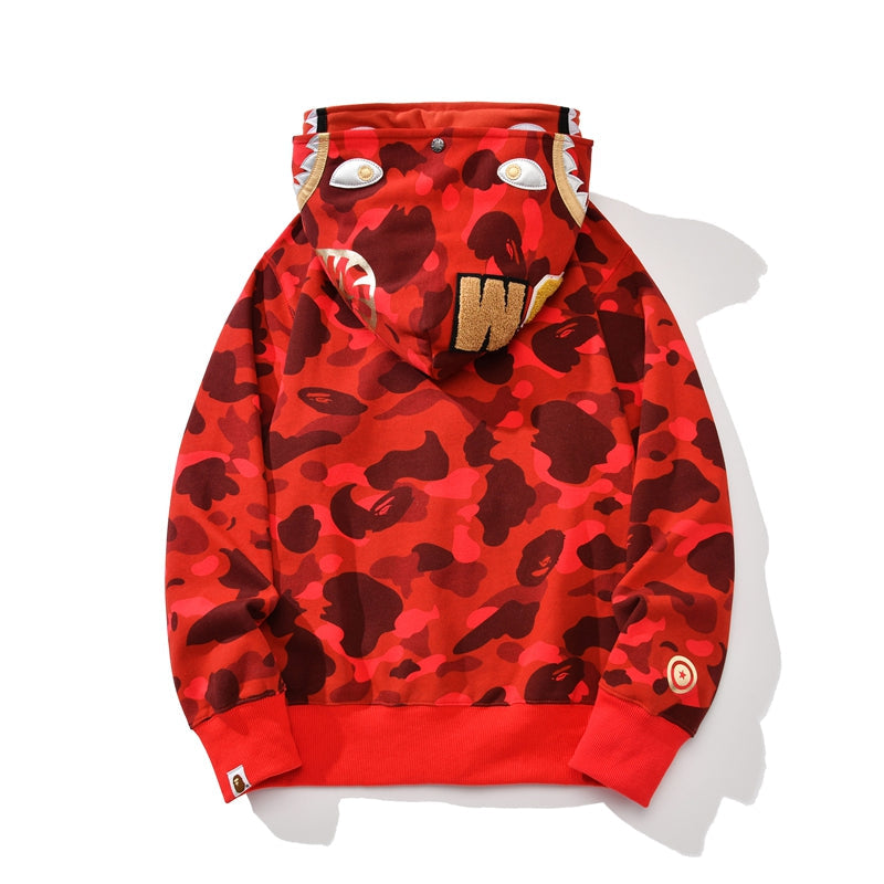 Bape camo double shark full zip hoodie