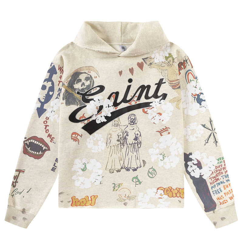 SAINT MICHAEL kapok graffiti print Hoodies