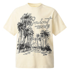 SAINT MICHAEL Vintage Coconut Tree Printing T-Shirts