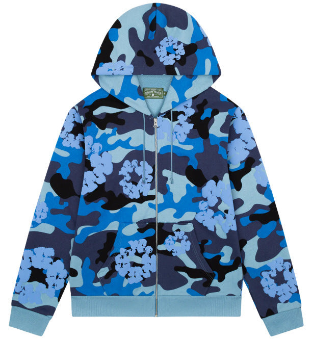 Denim Tears Cotton Wreath Camouflage Zipper Hoodie