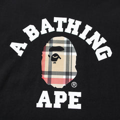 Bape Black And Brown Plaid Small Logo Short Sleeve T-Shirt