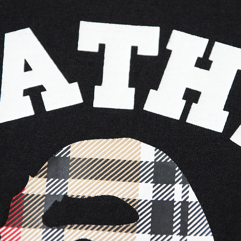 Bape Black And Brown Plaid Small Logo Short Sleeve T-Shirt