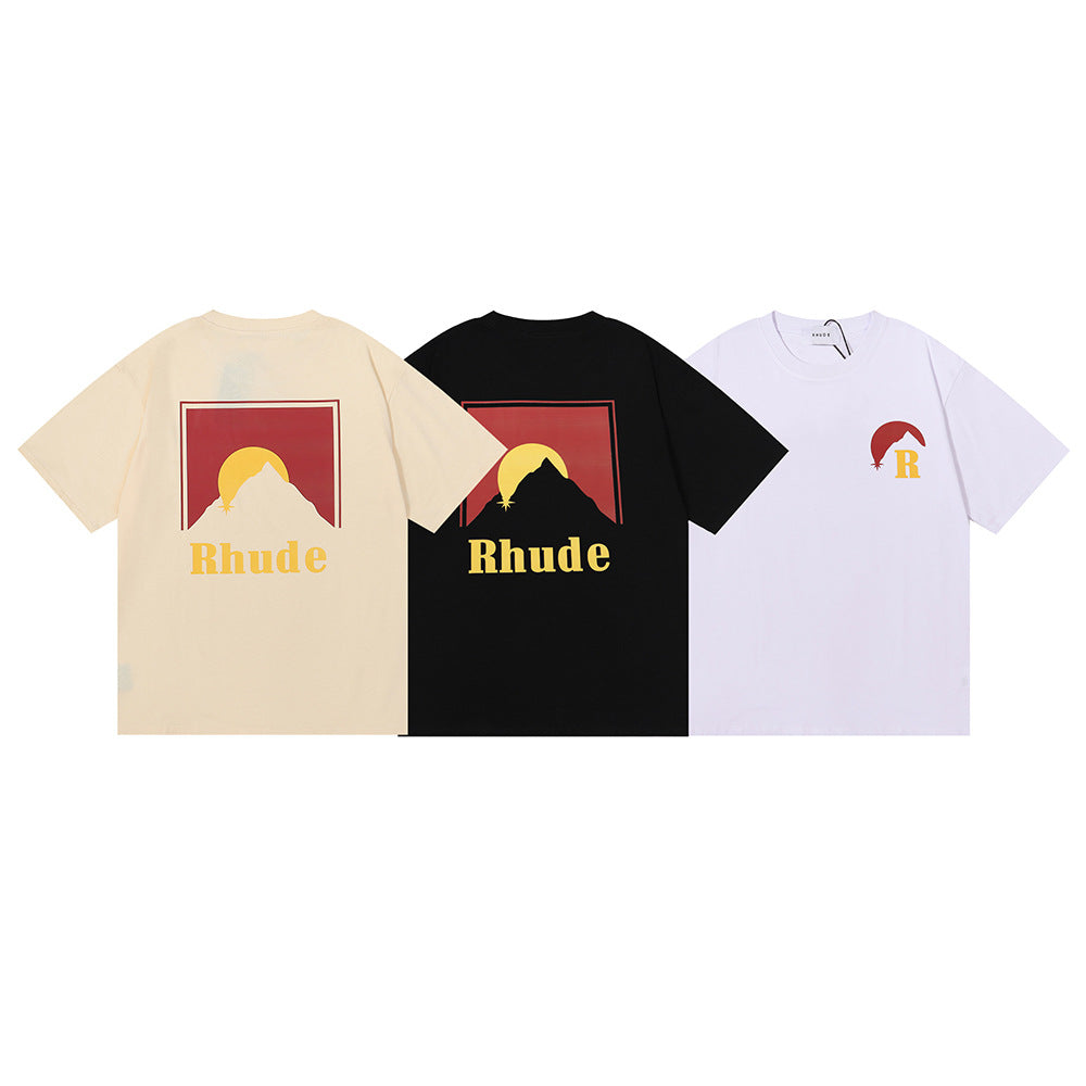 RHUDE Lettering Sunset Graphic T-Shirt Wine red