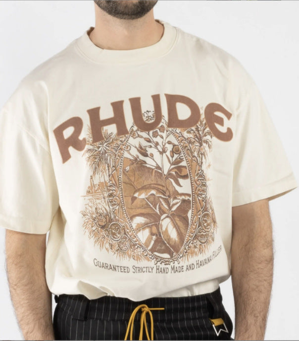 RHUDE letter wheat ear fruit print T-shirts