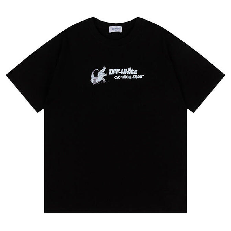 Off White Crocodile Pattern Printed T-Shirt