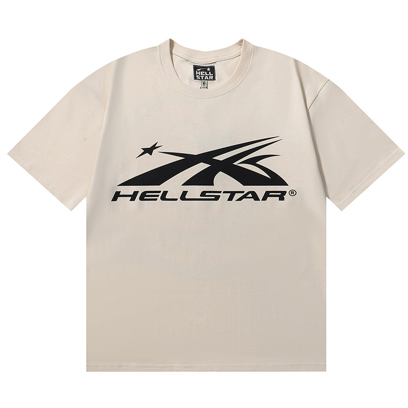 Hellstar Logo Printed T-Shirt Apricot